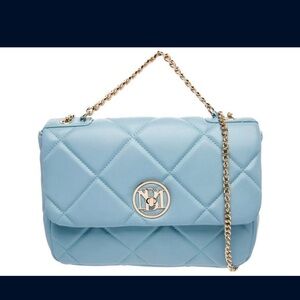 Badgley Mischka Sky Blue Quilted Shoulder Bag